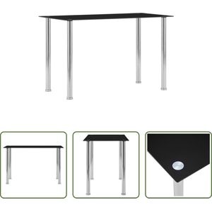 The Living Store Eettafel - Glazen tafelblad - 120x60x75cm - Zwart