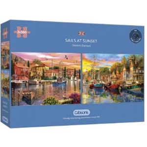 Sails at Sunset Puzzel (2 x 500 stukjes) - Ontspannend plezier met prachtige zonsondergangen