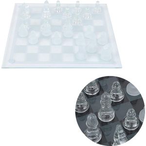 Cheqo® Luxe Glazen Schaakbord - Schaakspel - Schaakbord Glas - Schaakset - Inclusief 32 Schaakstukken - 25x25 cm