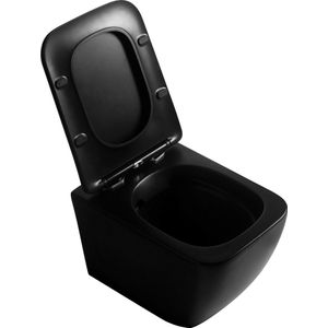 Mawialux hangend rimless toilet - softclose zitting - Vierkant - Mat zwart - Florida