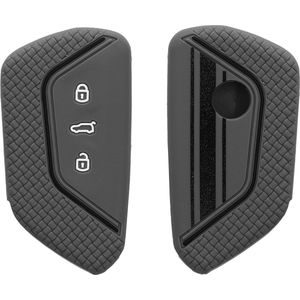 kwmobile autosleutel hoesje geschikt voor VW Golf 8 3-knops autosleutel - Autosleutel behuizing in zwart / grijs - Rallystrepen design