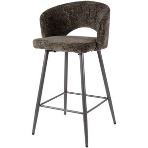 Barkruk Set van 2 - Barkrukken met Rugleuning - Barkrukken met Armleuning - Barkrukken Industrieel Buiten - Barkruk Buiten - Ronde Barkrukken - Barstoel met Stalen Frame - Keukenstoel
