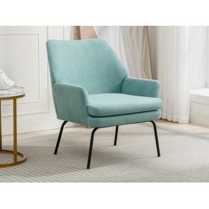 Fauteuil van blauwgroene stof PALMARELO L 68 cm x H 82 cm x D 75 cm