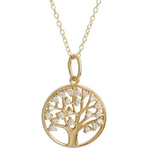 Fate Jewellery Ketting FJ460 - Tree Of Life - 925 Zilver - Goud verguld - Levensboom - 45cm + 5cm