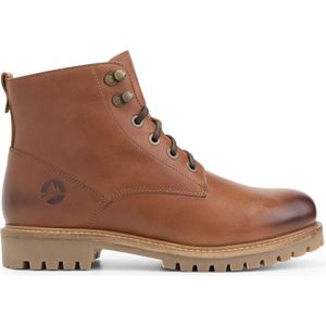 Travelin' Stalon Heren - Leren Veterschoenen - Wol gevoerde boots - Cognac bruin leer - Maat 40