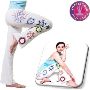 Yoga handgeschilderde Chakra broek - Katoen - Wit - Maat M