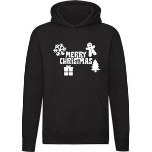 Merry Christmas | Hoodie | Trui | Sweater | kerst | holiday | sneeuw | Unisex | Capuchon | Zwart