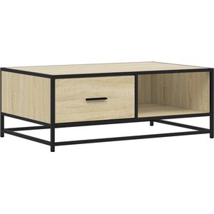 vidaXL - Salontafel - 90x57x35 - cm - bewerkt - hout - en - metaal - sonoma - eiken