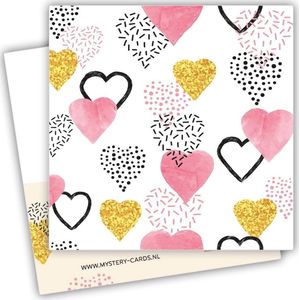 Mystery Card Valentijn Card & grote LOVE ballon - Valentijnskaart met geheime (video)boodschap en goudkleurige LOVE ballon