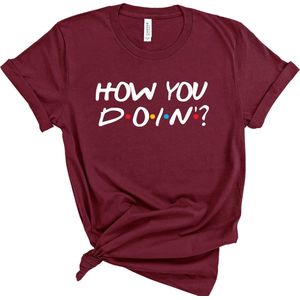 Lykke  How you doin Joey Tv show T shirt | Friends | Unisex T-shirt | Heren – Dames | Maroon | Maat XXL