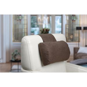 Finlandic hoofdkussen F01 bruin voor relax fauteuil- luxe nekkussen met contragewicht voor sta op stoel- comfortabele stoffen hoofdsteun- in hoogte verstelbaar