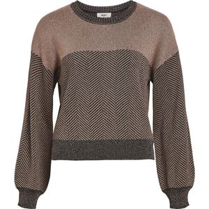 Object Trui Objsigi L/s Knit Short Pullover 129 23042971 Black/gold Lurex Dames Maat - S