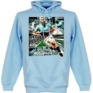 Sergio Aguero City Comic Hoodie - Lichtblauw - M