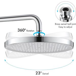 regendouchekop 10 inch, grote vaste douchekop alleen, vervangende douchekop 260 mm rond chroom