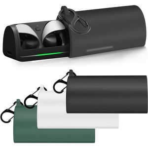 Wireless Earbuds Case Cover Soft Silicone Protective Case Compatible with Sony Pulse Explore Earbuds - Portable Scratch-resistant Sleeve with Anti-lost Buckle (Black)