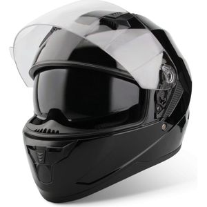 VINZ Kennet Integraalhelm met Zonnevizier / Motorhelm / Scooter helm / Brommerhelm – Zwart