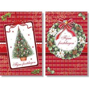 MGPcards - 2 doosjes à 10 Luxe dubbele wenskaarten - Kerst/Feestdagen - Foliebewerking - Witte envelop - 10.5 x 16 cm - 2 Motieven per doosje