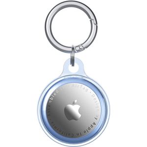 SQUISHY® Shock proof siliconen sleutelhanger en bescherm hoesje geschikt voor Apple Airtag inclusief sleutelring (Blauw)