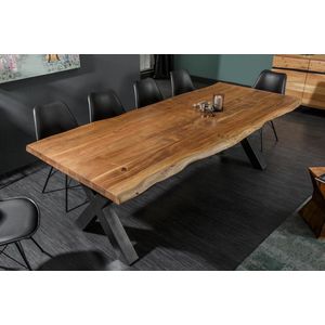 Massief boomstam eettafel MAMMUT NATURE 200 cm acacia massief hout 6 cm dik blad