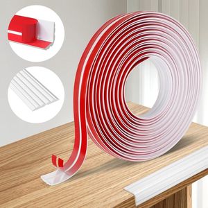 Zelfklevende pvc-plint 20 mm x 6 m - Randbescherming voor muur met gescheurde strepen - Flexibel hoekprofiel plint voor keuken badkamer wit