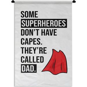 Wandkleed Vaderdag - Vaderdag cadeau / Cadeau voor vader met tekst - Superheroes Wandkleed katoen 60x90 cm - Wandtapijt met foto