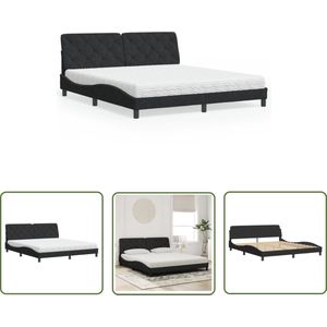 The Living Store Bed met matras fluweel zwart 180x200 cm - Slaapcomfort - Boxspring - Tweepersoonsbed - King Size Bed - Velvet Bed
