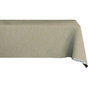 Tafelzeil Geometrisch Creme met Goud 140x230cm - Tafelkleed Afwasbaar - Kunststof