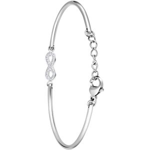 Lucardi Dames Armband infinity met kristal - Staal - Armband - Cadeau - 20 cm - Zilverkleurig