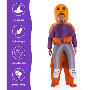 Opblaasbaar Alien Kostuum Oranje - Ontvoerd door Alien - Opblaasbaar Buitenaards Kostuum voor Volwassenen - Opblaasbaar - One Size - Carnavalskleding - Verkleedkleding - Halloween