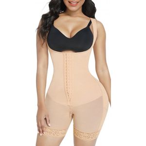 Corrigerende shapewear corset verstelbaar met hoge rug en 3 rijen haakjes beige maat L