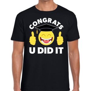 Congrats U did it t-shirt zwart heren - Geslaagd/ afgestudeerd cadeau XL