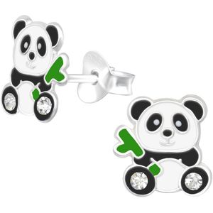 Princess Oorbellen Panda - 925 Zilver E-Coating - 9x8mm