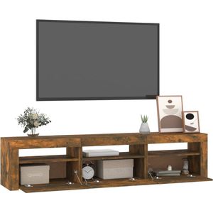 The Living Store TV-meubel - gerookt eiken - 180 x 35 x 40 cm - LED-verlichting