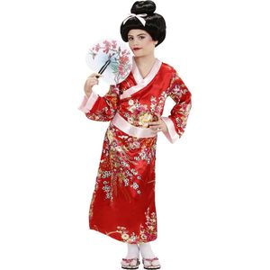 Widmann - Geisha Kostuum - Asian Flower Geisha Kind Kostuum Meisje - Rood - Maat 158 - Carnavalskleding - Verkleedkleding
