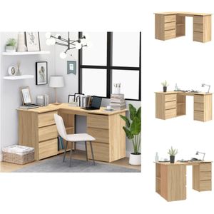 vidaXL Hoekbureau - Sonoma eiken - 145 x 100 x 76 cm - Met lades en schappen - Bureau