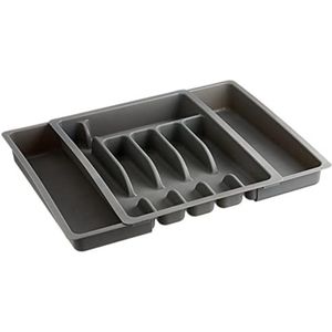 Lade organizer - Bestekbakken kunststof - 29 tot 50 cm x 38 x 6,5 cm - Grijs