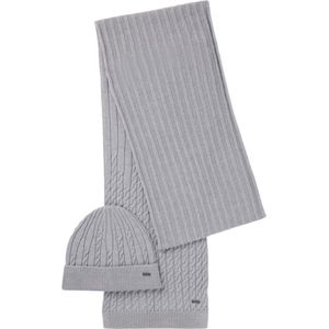 BOSS Dop Sjaal Lona Set Scarf and Beanie Silver Grijs