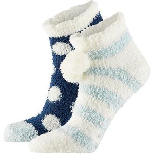 Apollo - Lage bedsokken - Bedsokken dames - Blauw - One Size - Slaapsokken - Warme sokken dames - Winter sokken - Fluffy sokken