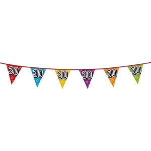 1x stuks vlaggenlijnen met glitters 30 jaar thema feestartikelen - Verjaardag versieringen - 8 meter - Plastic