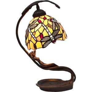 LumiLamp Tiffany Tafellamp 28x20x40 cm Geel Kunststof Glas Tiffany Bureaulamp