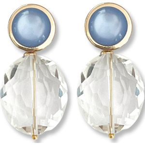 Zatthu Jewelry - N22SS470 - Iska oorbellen met kristal en blauwe steen