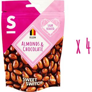 SWEET-SWITCH® - Amandelen in chocolade 4 x 100g- Snoep - Bonbons - Amandel - Suikerarm