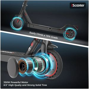 Jurrys Elektrische step - iScooter - Met app - Display - 350W - Max snelheid 25km per uur - Zwart - 8.5 inch banden
