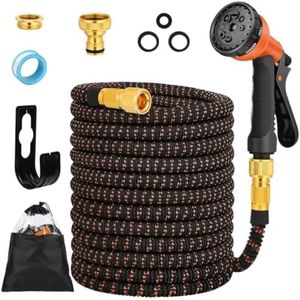 PolkaHome Flexibele Tuinslang 30 meter met 8 Functies Sproeier, Uittrekbare en Lichtgewicht Slang voor Irrigatie, Tuinreiniging, Autowassen en Planten Watergeven (Oranje)