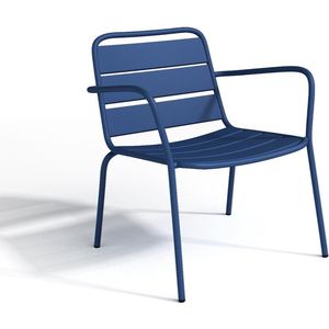 Vente-unique Lage tuinfauteuil MIRMANDE - Metaal - Donkerblauw