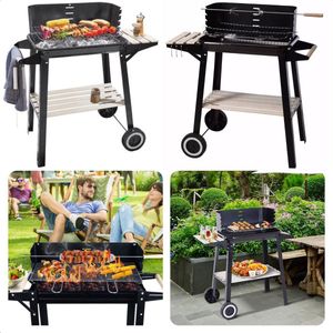 Cheqo® Verrijdbare Barbecue - BBQ - Houtskoolbarbecue met Wielen en Zijtafel - Buitenkeuken - 83x45cm