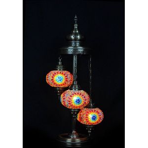 Turkse tafellamp 3 glazen bollen Oosterse staandelamp multicolour mozaïek