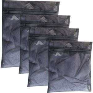 Set van 4 Wasnetten voor Wasmachine, Waszak met Rits, Waszak voor Bh's, Sokken, Ondergoed, Babykleding in 3 Maten (Zwart)