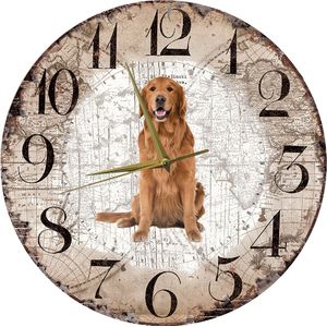 Houten Klok - 30cm - Hond - Golden Retriever