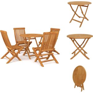 vidaXL Eethoek Voor In De Tuin - Eethoeken Voor In De Tuin - Opklapbare Eethoek - Opklapbare Eethoeken - 5-delige Tuinset massief teakhout